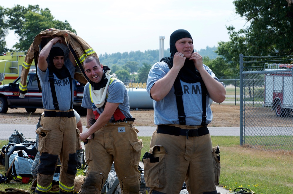 Firemen prepare for training