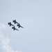 Blue Angels 1, 2, 3 and 4 fly in formation over Baltimore Harbor off of historic Fort McHenry, where 16.500 people were among the crowd of 75,000 people who watched the show during the city’s Star Spangled Sailabration,