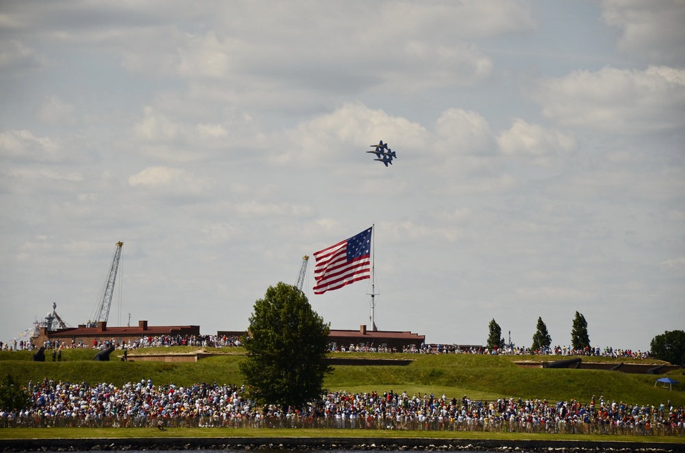 US Navy Blue Angels enter Baltimore Harbor