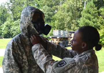 Preparing a soldier for an NBC lane