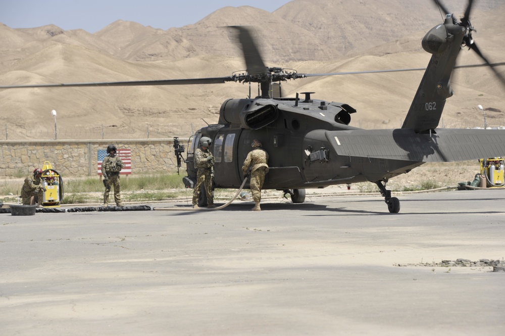 Refueling a helicopter