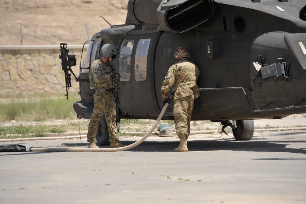 Refueling a helicopter