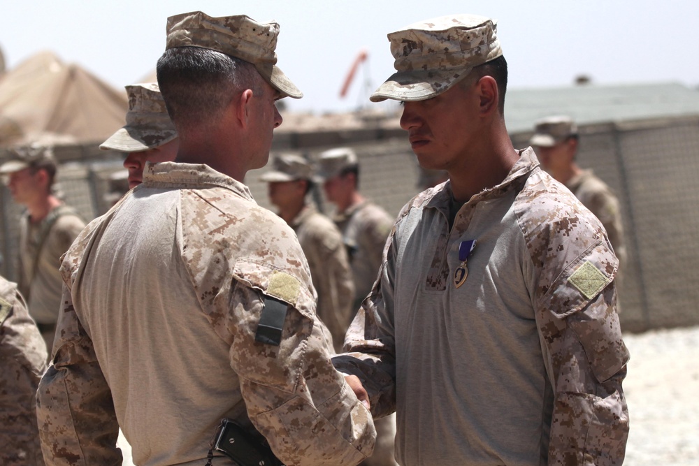 Purple Heart Ceremony aboard Forward Operating Base Shir Ghazay