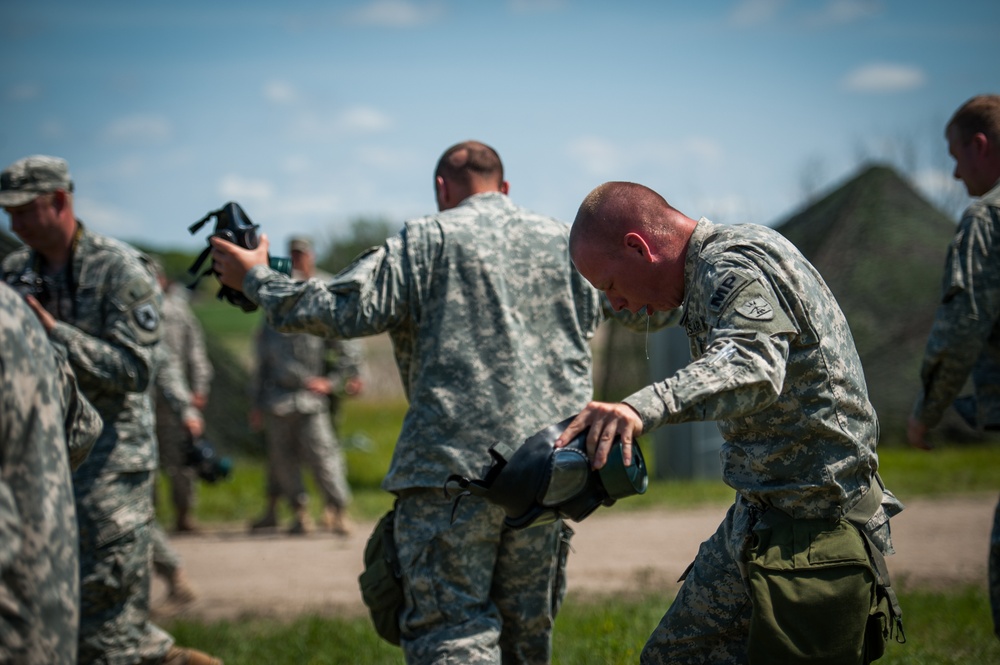 191st Military Police train at the gas chamber