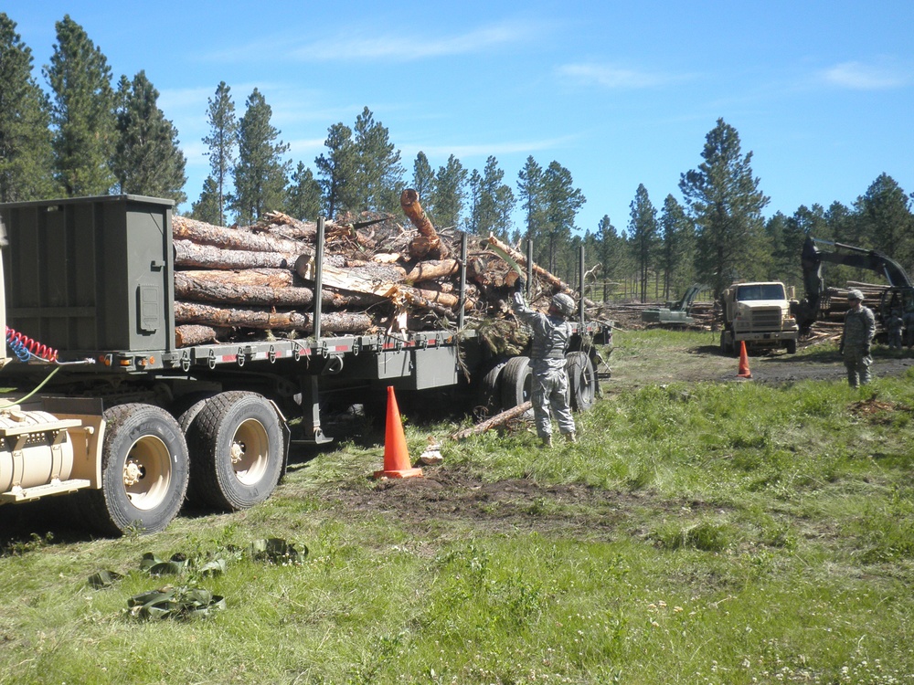 340th Engineer Company helps with timber load humanitarian mission