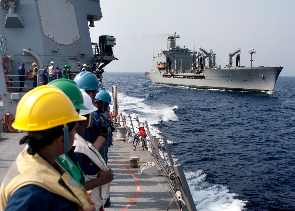 Completing a replenishment at sea