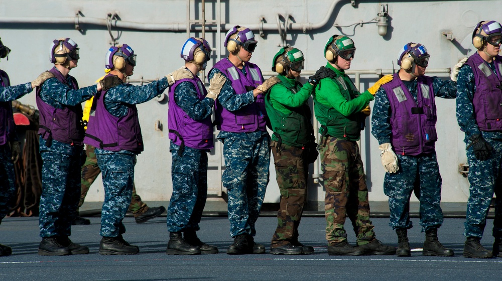 Firefighting drills aboard USS John C. Stennis