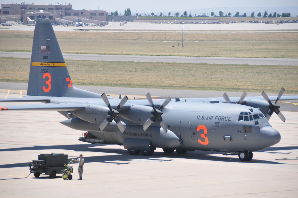 Wyoming Air National Guard MAFFS II arrives in Colorado Springs, Colo.