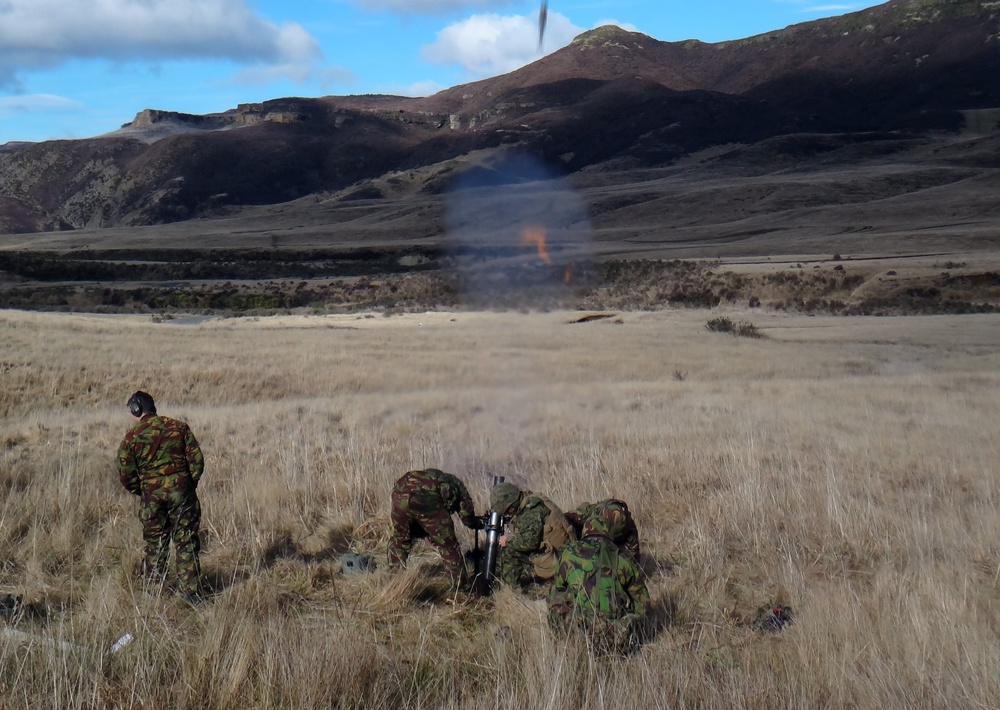 New Zealand and US Marine gunners launch mortars around clock during Exercise Brimstone