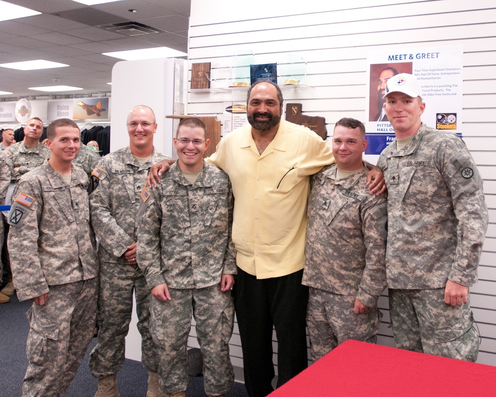 316th ESC soldiers meet Franco Harris