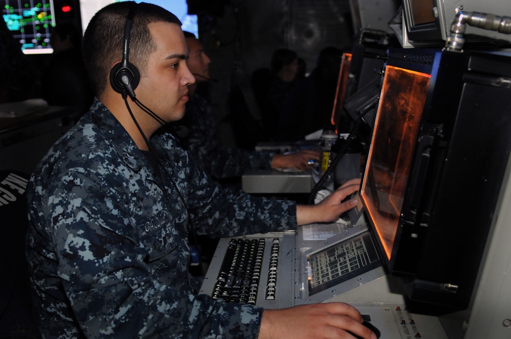 USS Dwight D. Eisenhower sailor watches radar