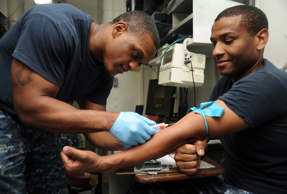 USS Abraham Lincoln sailor draws blood