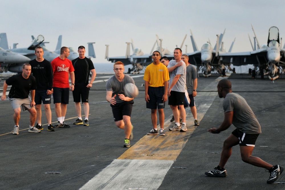 USS Dwight D. Eisenhower's  rugby team practices