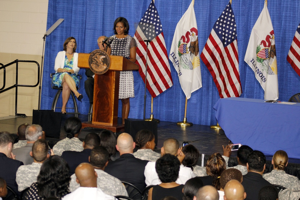 First lady Michelle Obama attends ceremony for the Illinois Military Family Licensing Act