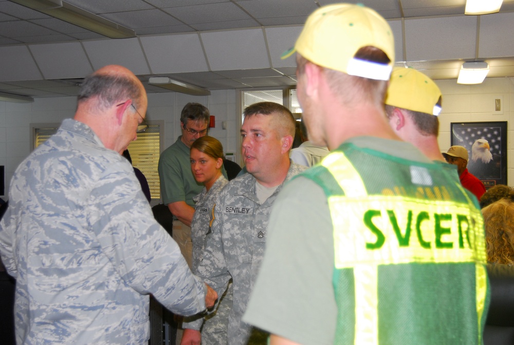 Florida Governor Rick Scott visits residents impacted by Tropical Storm Debby