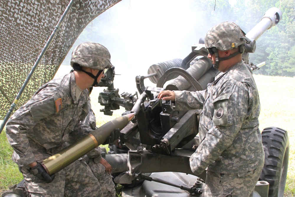 Virginia artillery soldiers live fire at Fort A. P. Hill
