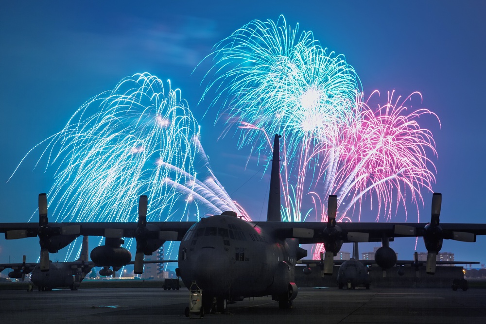 Yokota celebrates with fireworks