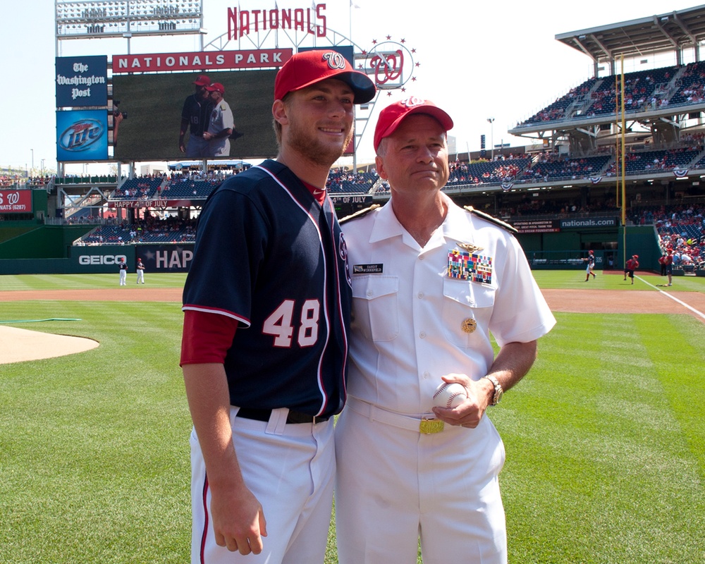 Adm. James A. Winnefeld, Jr. attends National's game on July 4th