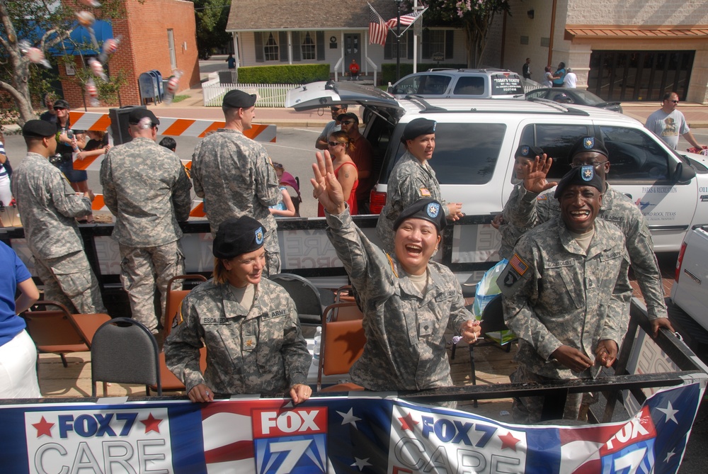 Members of the 85th Civil Affairs Brigade participated in the July 4th parade in Round Rock, Texas