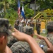 Honduran soldiers salutes during Honduran national anthem