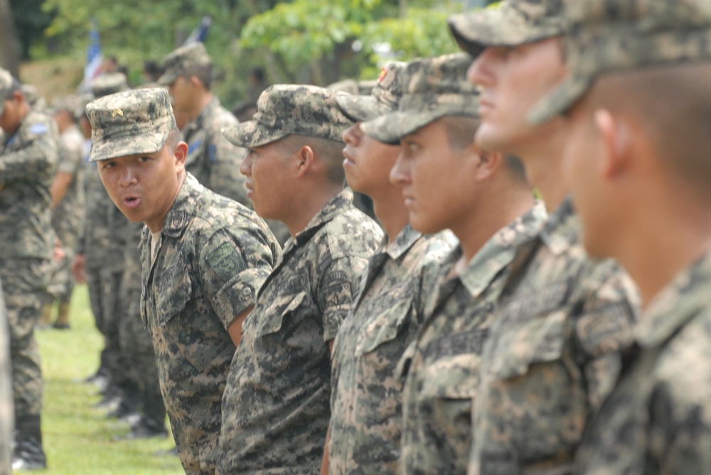 Honduran soldiers in formation during BTH-Honduras 2012 Closing Ceremony