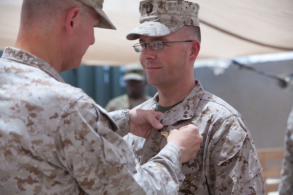 Sailors earn Fleet Marine Force pins aboard Camp Dwyer