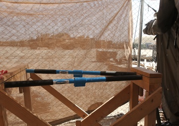 Marine builds gym during down time in Afghanistan