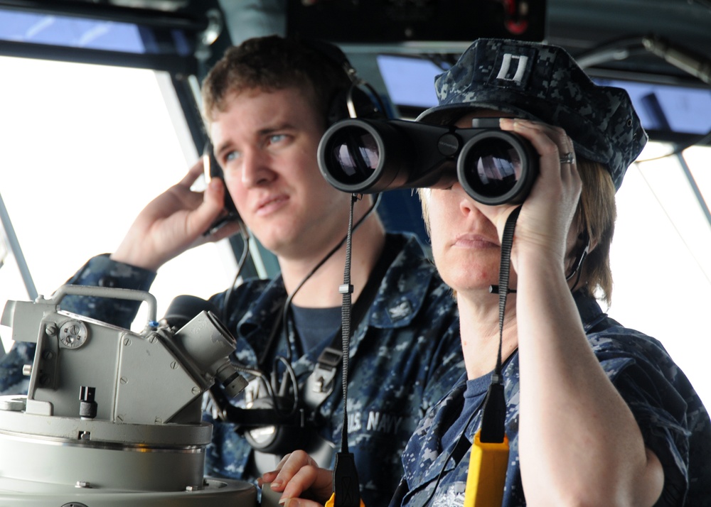 USS George H.W. Bush sailors stand watch