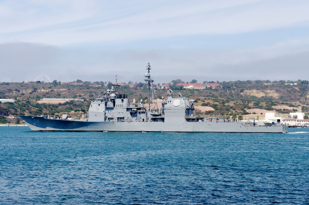 USS Antietam leaves San Diego