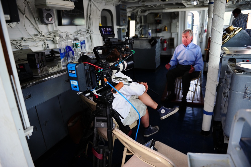 Filming on board Display Ship Barry for PBS documentary