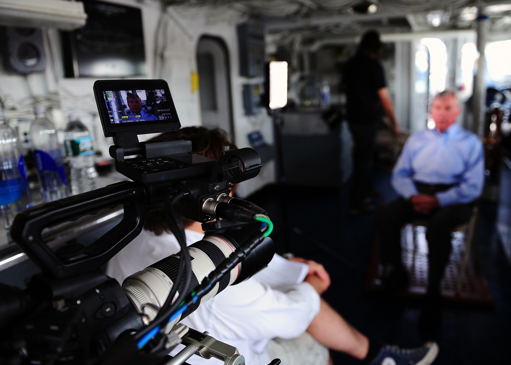 Filming on board Display Ship Barry for PBS documentary