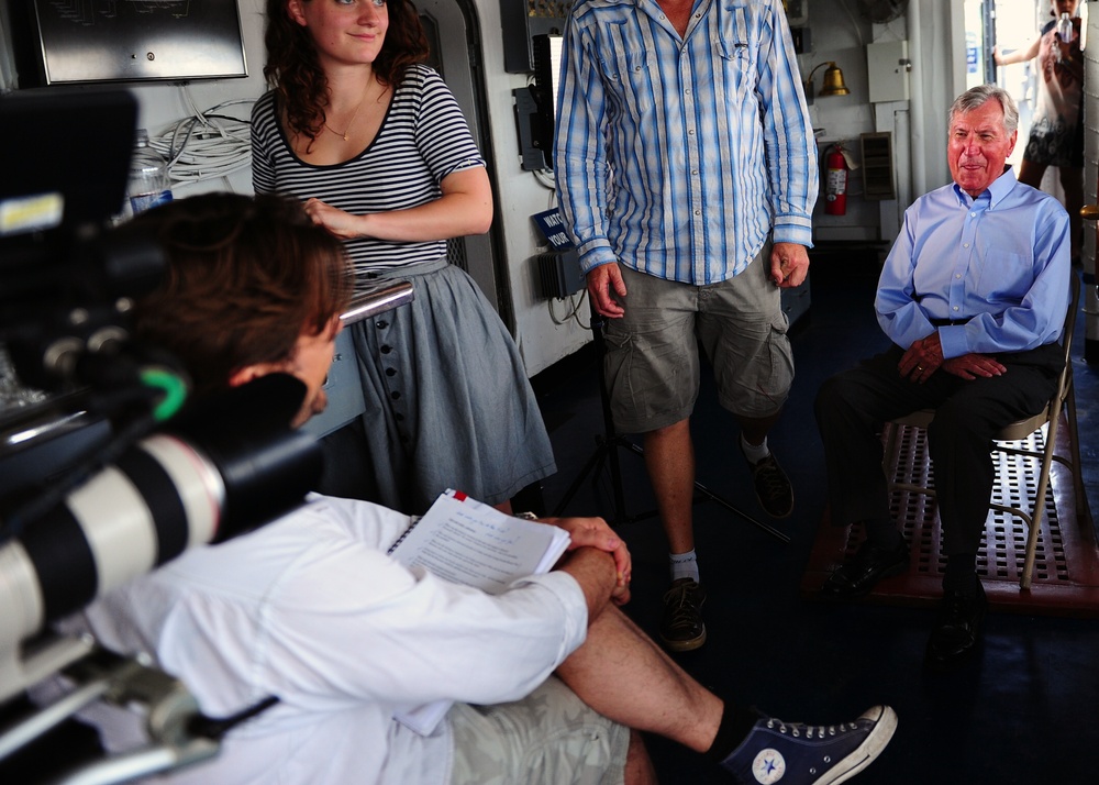 Filming on board Display Ship Barry for PBS documentary