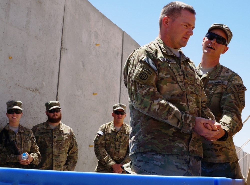 Kentucky soldier prepares to be baptized in Kandahar province, Afghanistan