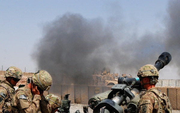 TF King fires for visiting IJC Command Sgt. Maj. at FOB Shank