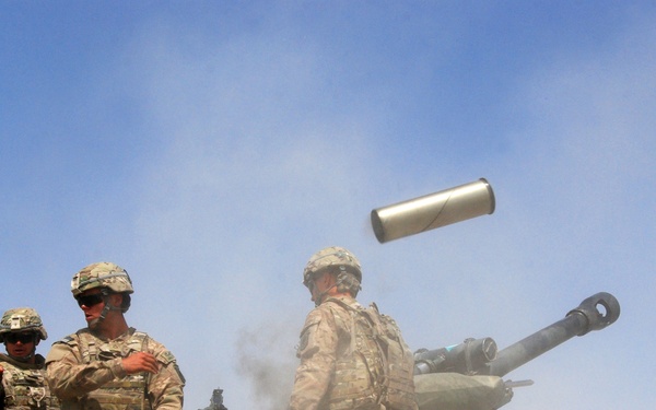 TF King fires for visiting IJC Command Sgt. Maj. at FOB Shank