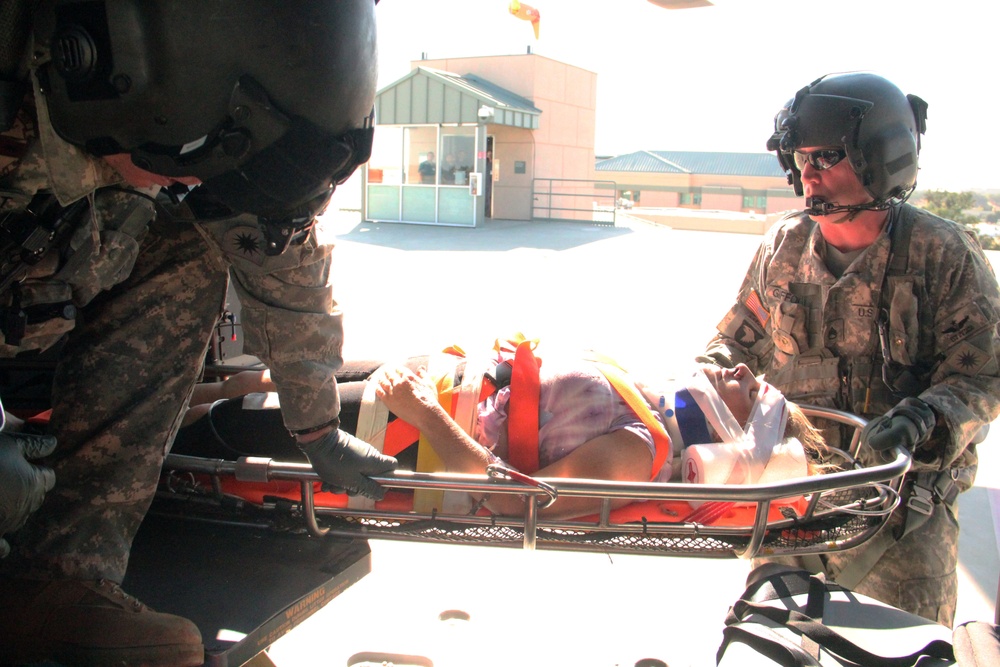 Soldiers transport injured civilian in Placer County to Sutter Roseville Medical Center