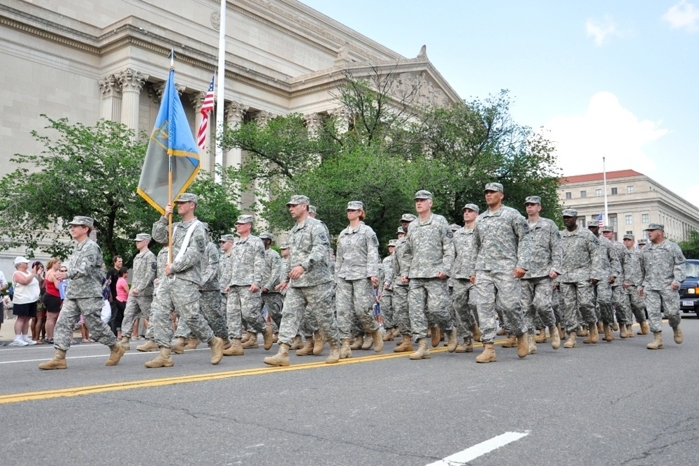 Local soldiers march in the 2012 National Memorial Day Parade