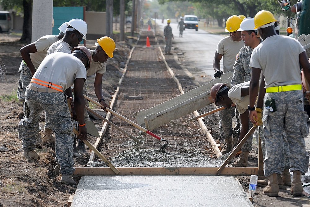 Engineers build sidewalk during annual training
