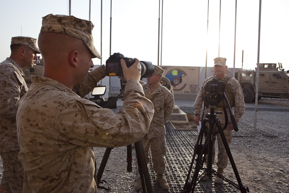 Combat Camera Marines document Marine Corps Birthday Message on Camp Leatherneck