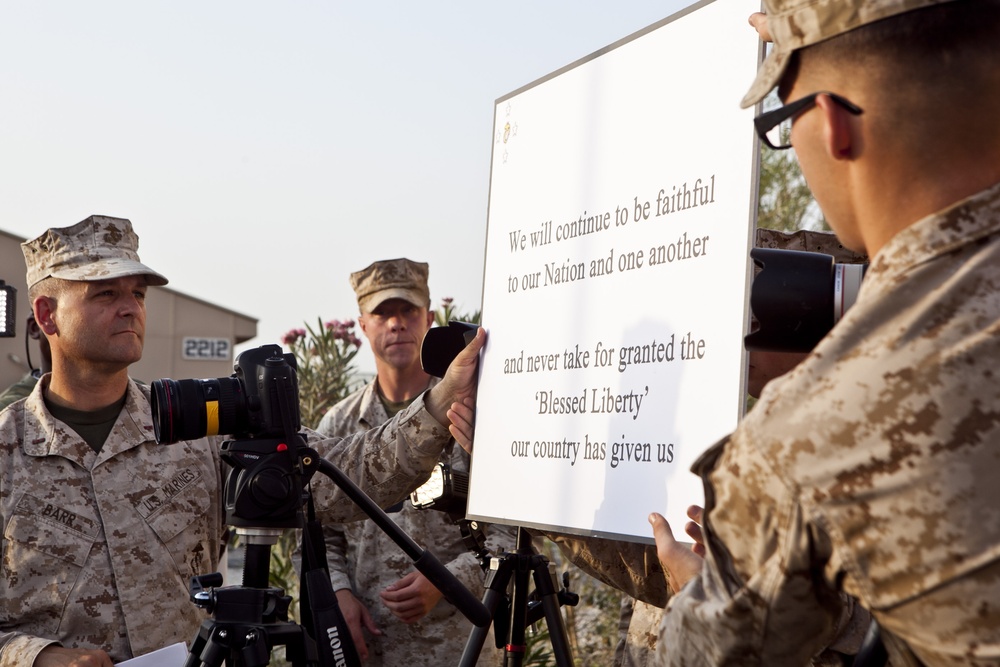 Combat Camera Marines document Marine Corps Birthday Message on Camp Leatherneck