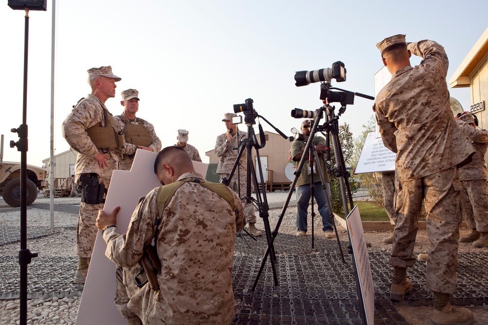 Combat Camera Marines document Marine Corps Birthday Message on Camp Leatherneck