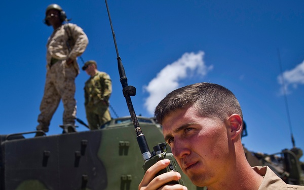 U.S. Marine Corps AAVs depart for RIMPAC 2012