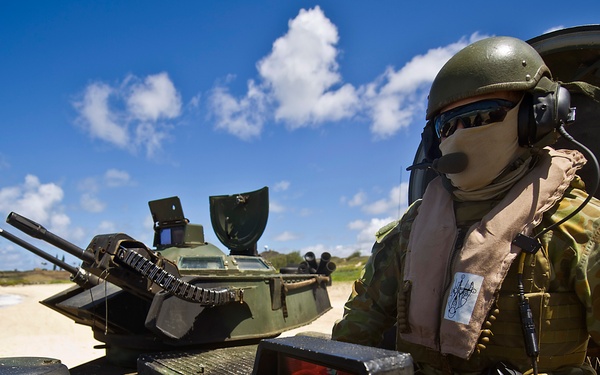 U.S. Marine Corps AAVs depart for RIMPAC 2012