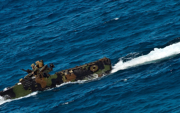 U.S. Marine Corps AAVs depart for RIMPAC 2012