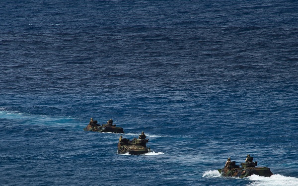U.S. Marine Corps AAVs depart for RIMPAC 2012