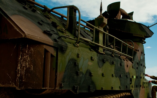 U.S. Marine Corps AAVs depart for RIMPAC 2012