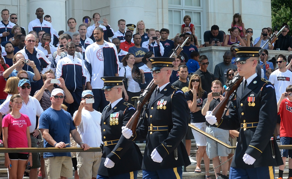 US Olympic Men's Basketball team tours Arlington National Cemetery