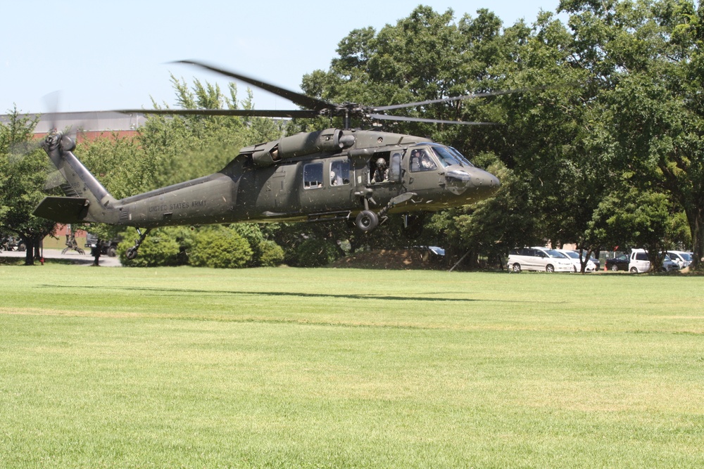 Blackhawks land at Camp Asaka, Saitama, Japan.