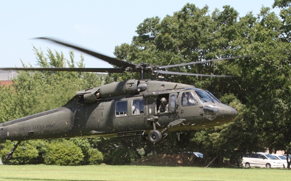 Blackhawks land at Camp Asaka, Saitama, Japan.