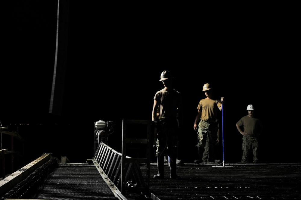 NMCB 133 early morning concrete pour